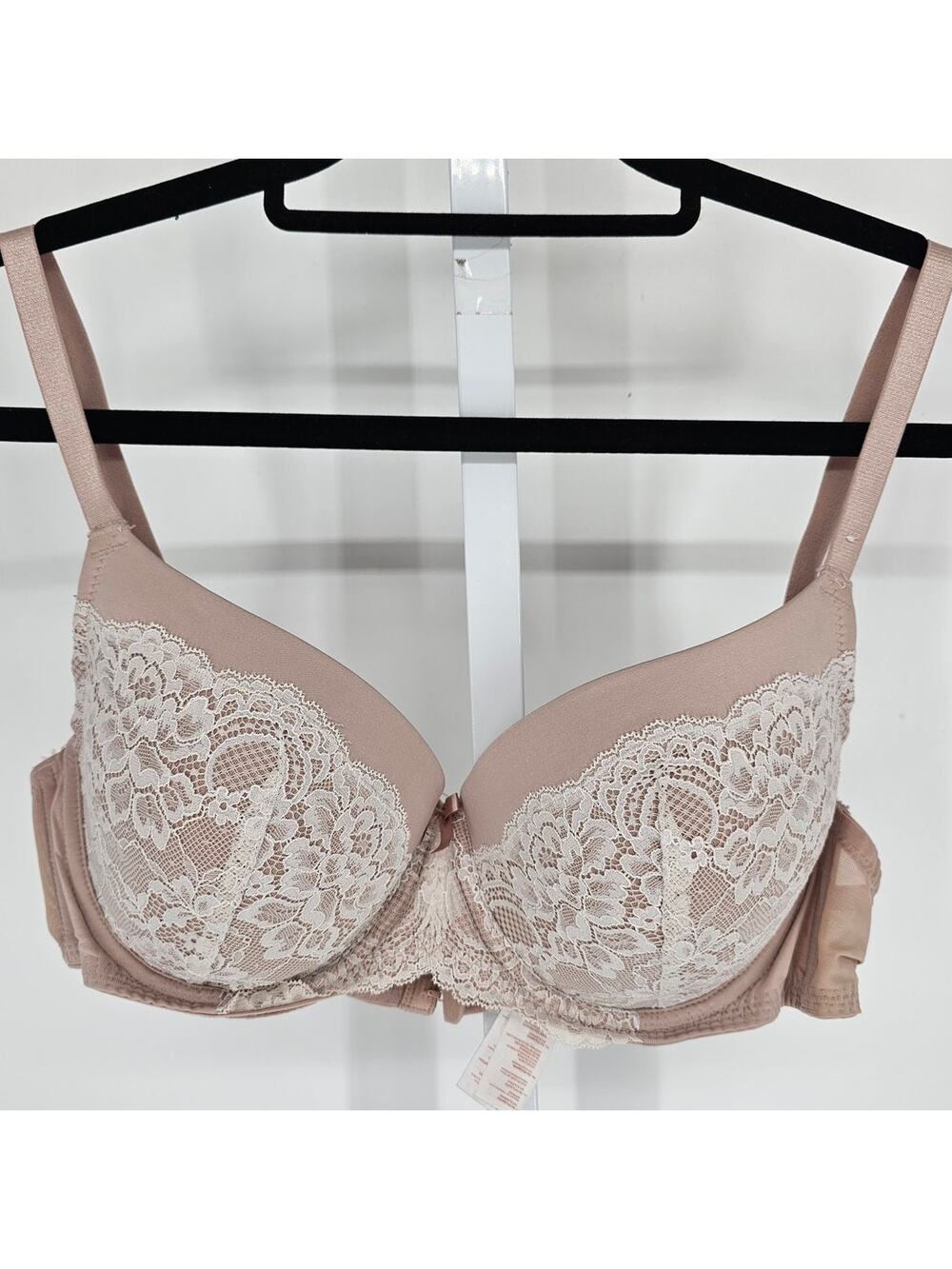 Dorina Womens Sz 36D Lightly Padded T Shirt Bra Blush Mauve Lace Trim D17239A